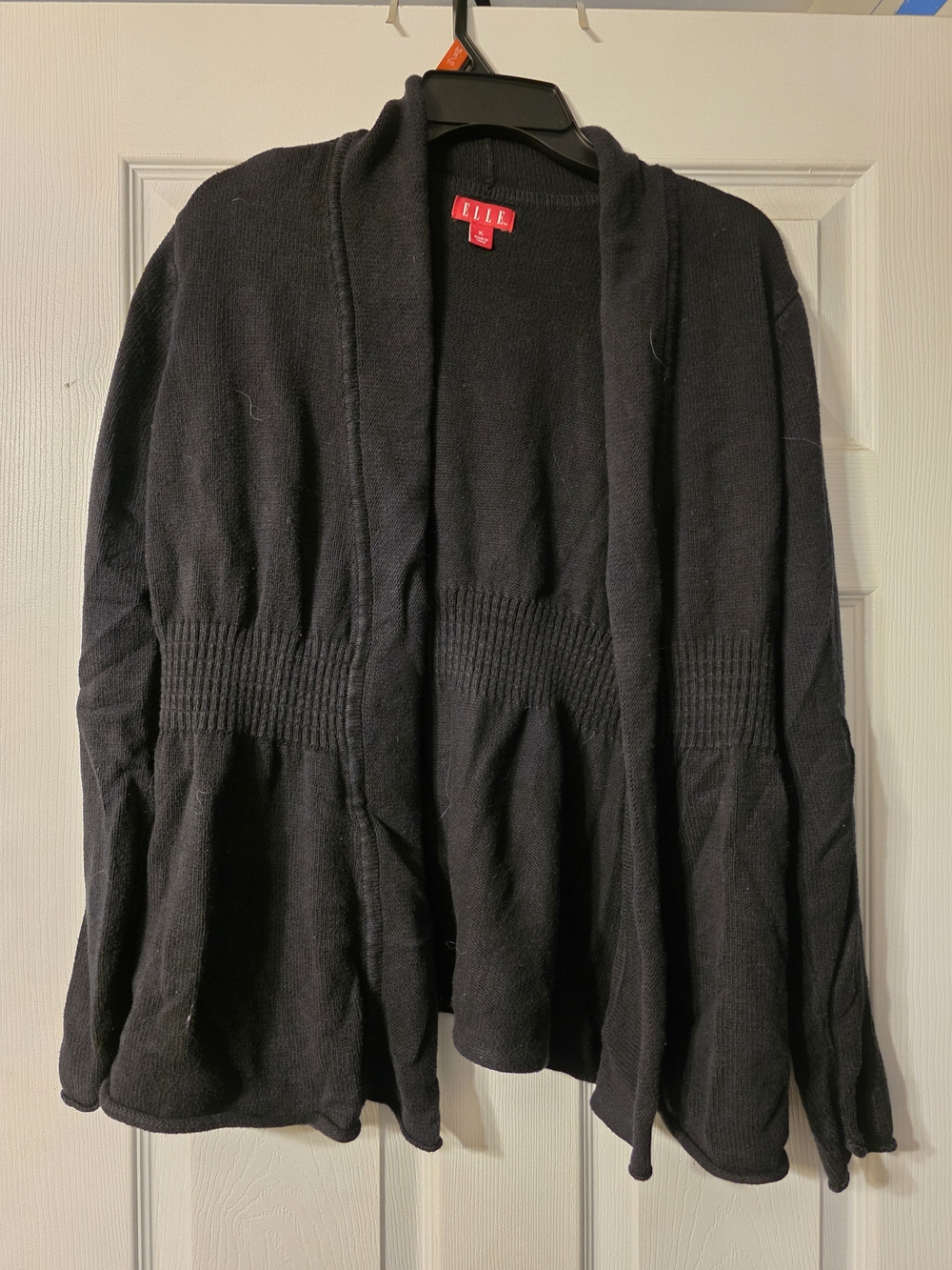 ELLE Black Knit Open-Front Shawl Collar Jacket
